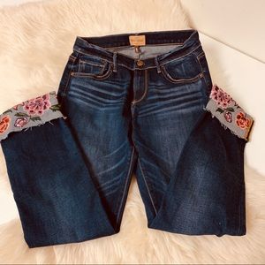 Colette floral embroidered cuff jeans